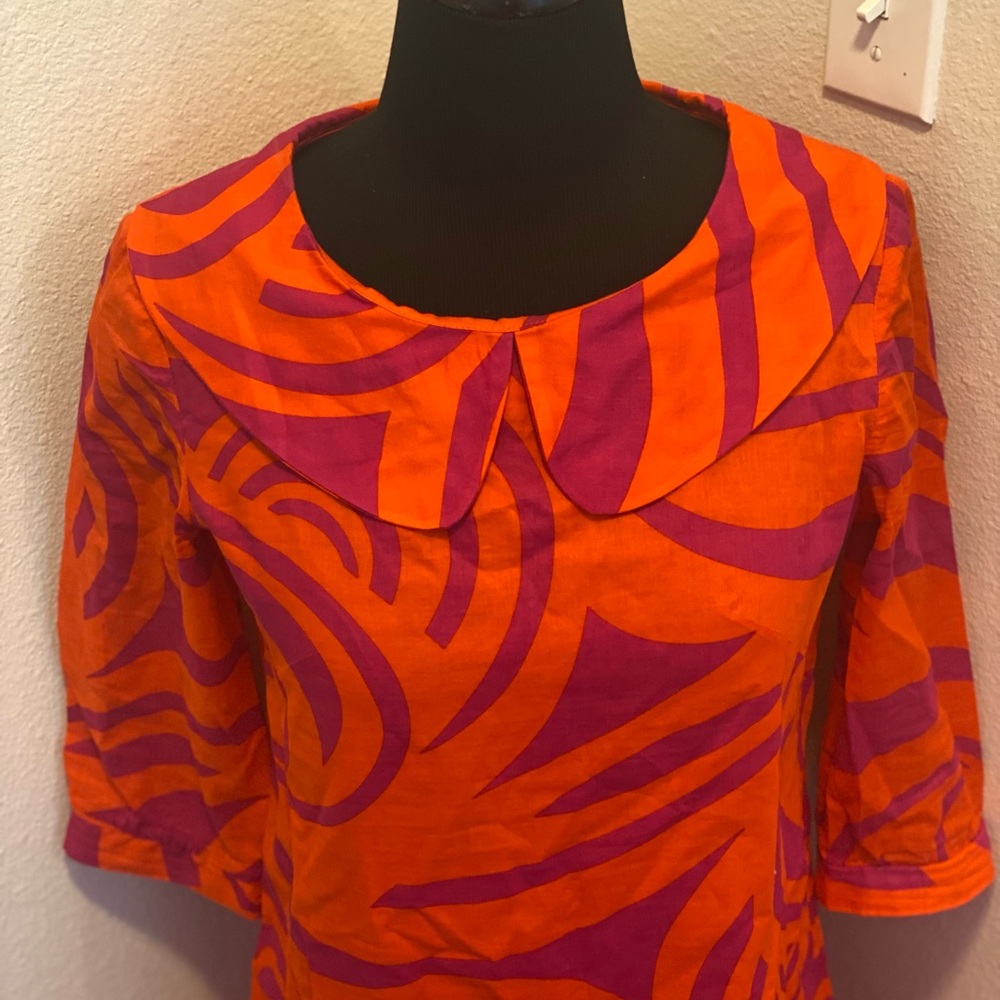 LaRoque for Belk Pink Orange Shawl Collar Dress Peter Pan Collar 50s 50s Retro 6 - Picture 9 of 14